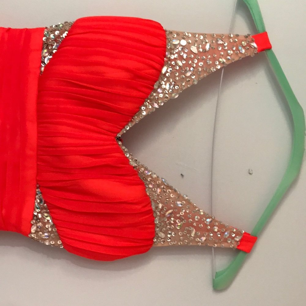 long coral hoco dress . PRICE DROP