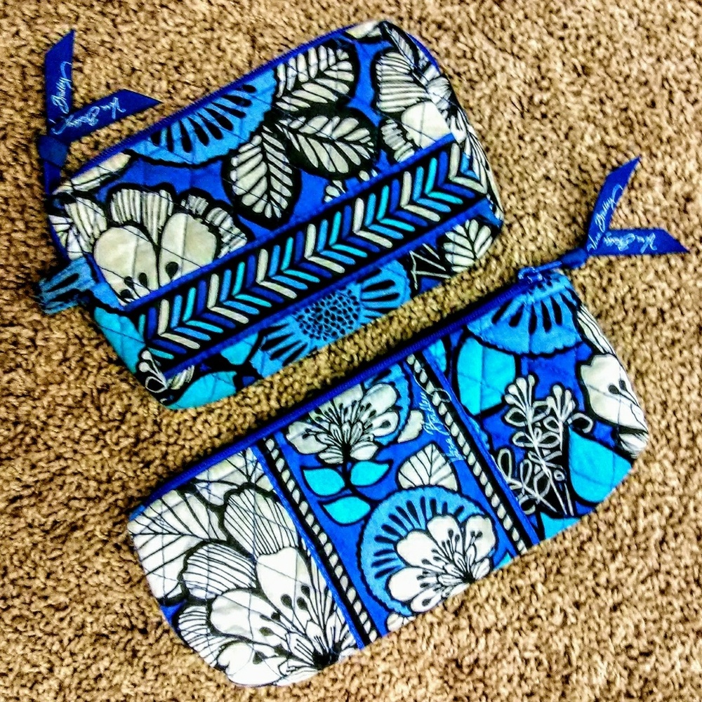 Vera Bradley Blue Bayou Makeup Bag set of two!