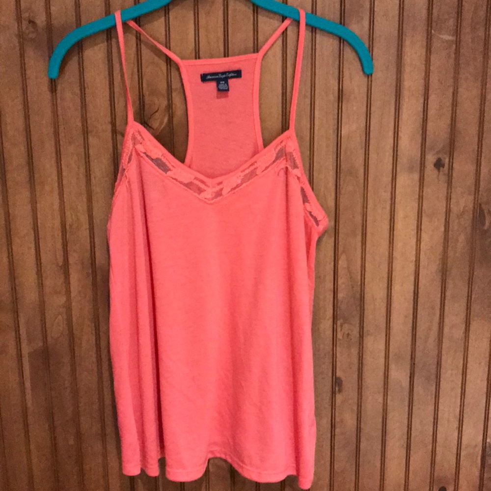 AEO Coral and Lace Racerback Tank