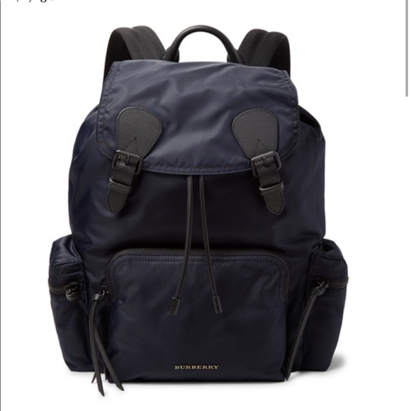 Cross-Grain Leather-Nylon-Gabardine Backpack - Picture 1 of 5