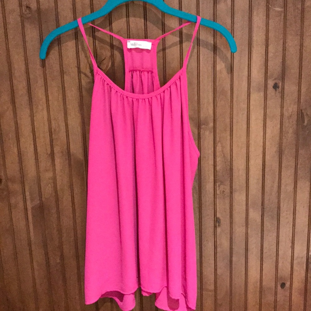 Flowey Racerback Tank, Bright Pink