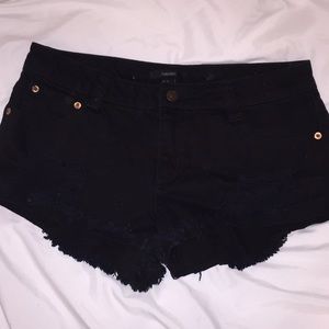 Forever 21 Black Ripped Denim Shorts