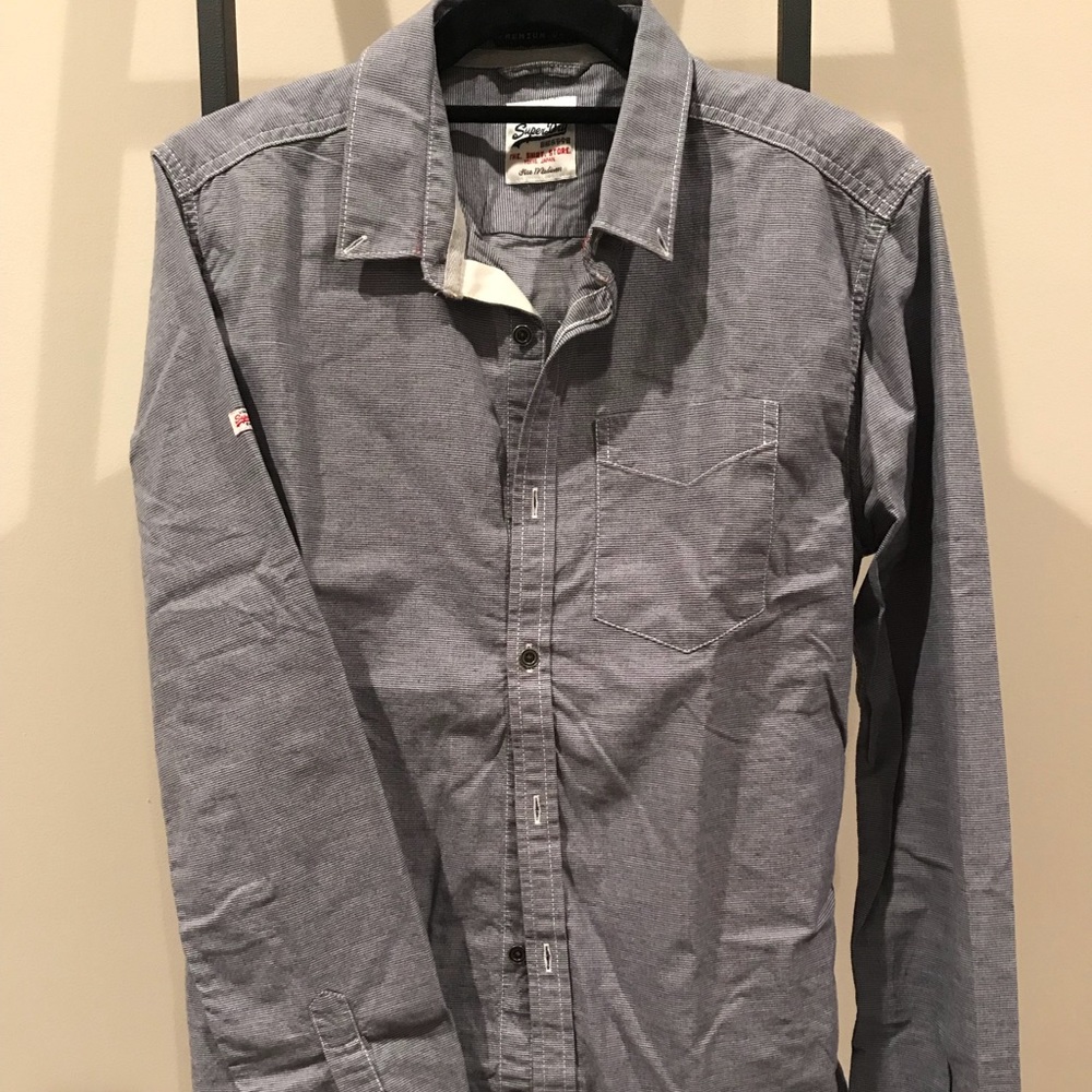 Super Dry Men's Grey Button down top