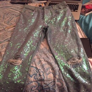 Topshop Hayden moto glitter jean