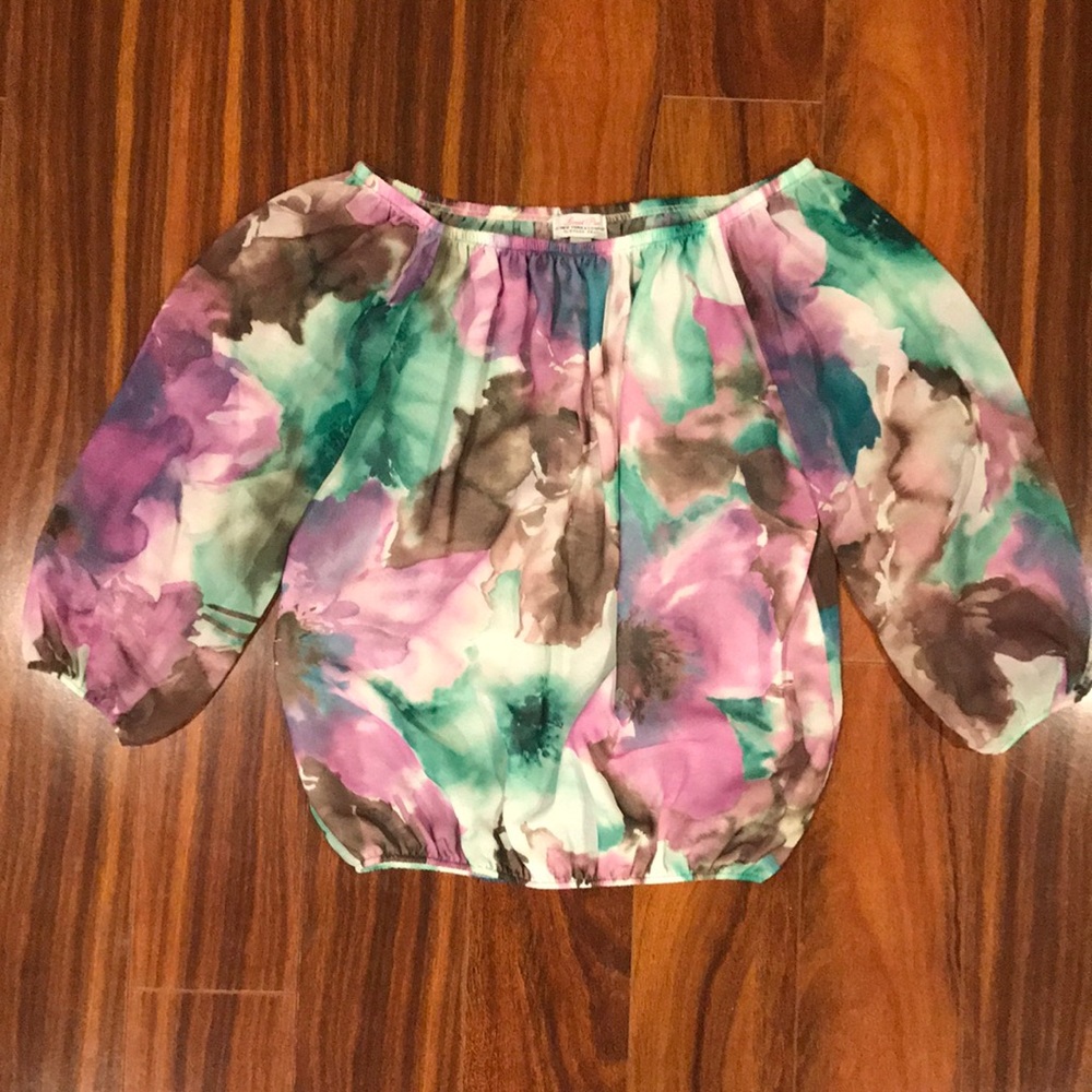 Sweet Pea Boat Neck Blouse, 3/4 Sleeve, Size S