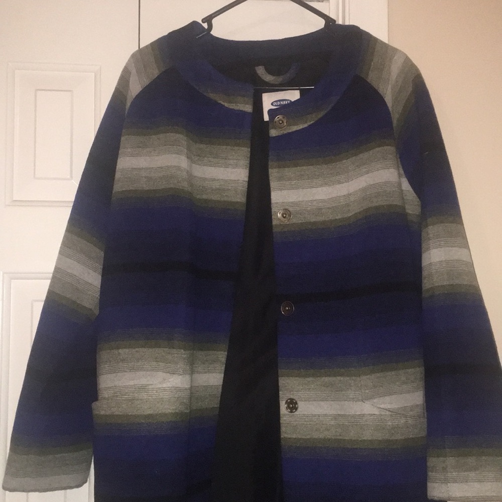 Blue, Black and Gray Wool Coat