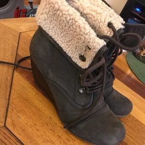 Faux Fur Wedge Booties