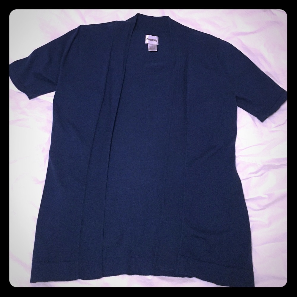 Chico’s Dark Turquoise Short-Sleeved Cardigan