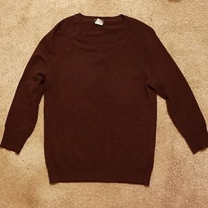 J Crew Wine Wool Blend 3/4 sleeve sweater