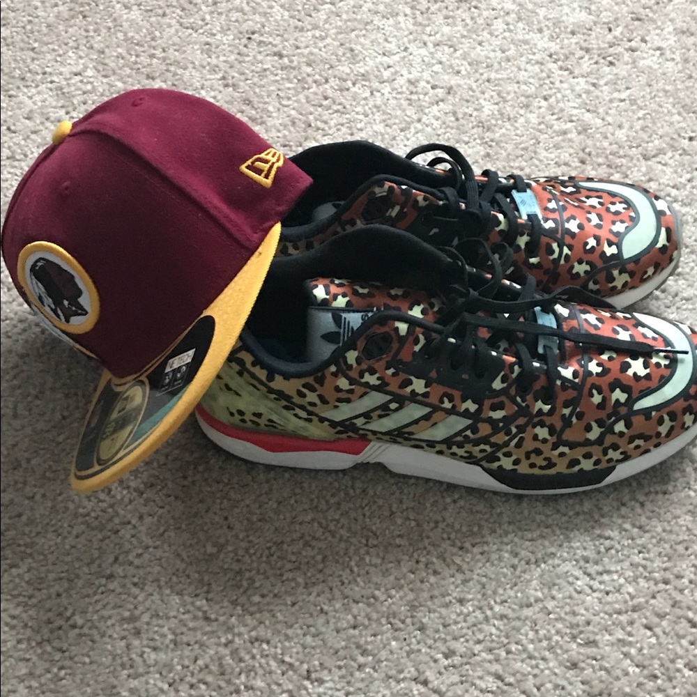 Adidas shoe with redskin hat