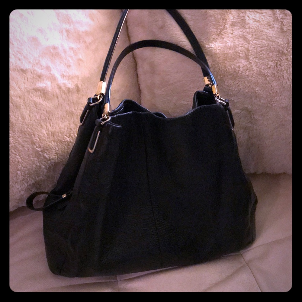 Black pebbled leather Coach Edie purse