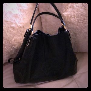 Black pebbled leather Coach Edie purse