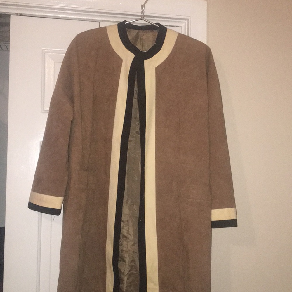 Vintage Tan, Black and Cream Suede Coat
