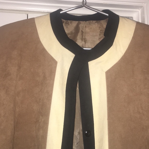 Vintage Tan, Black and Cream Suede Coat - Picture 2 of 3