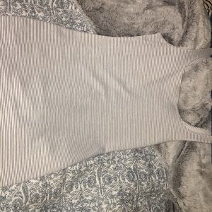 Straight, black and white striped dress