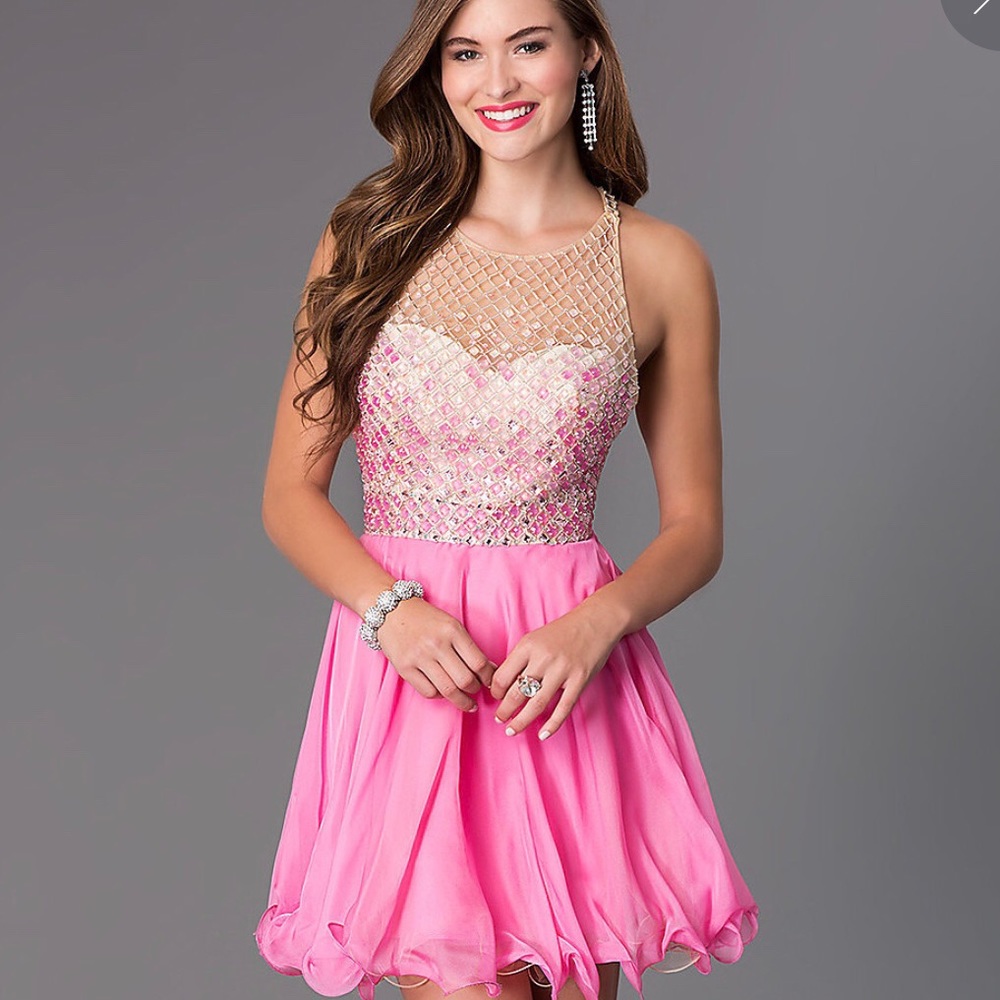 short pink homecoming dress