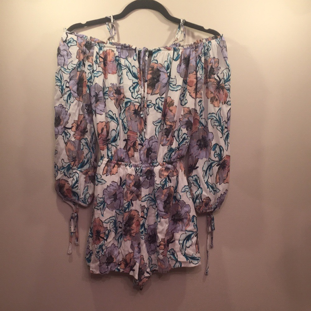 floral cold shoulder romper
