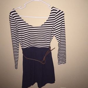 Boutique style navy and white dress