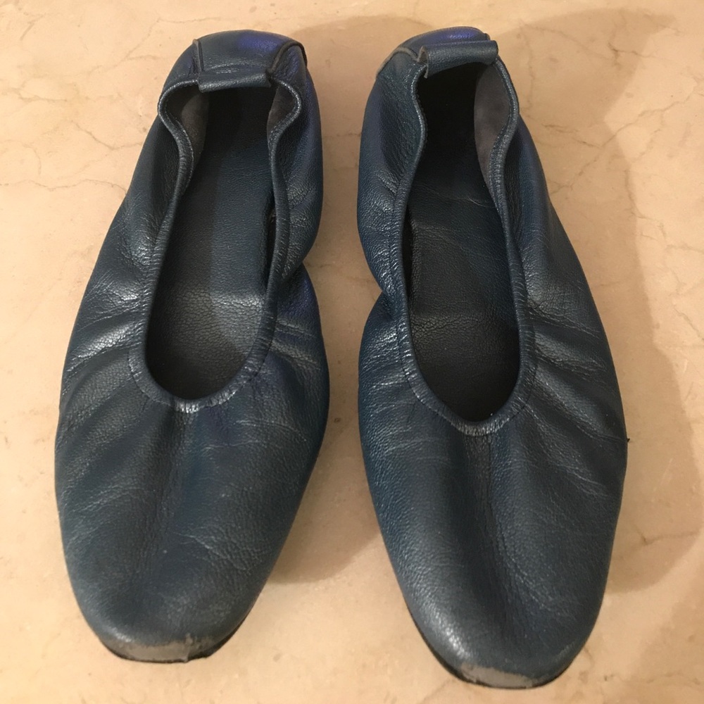 Archer Blue Metallic Leather Ballet Flats