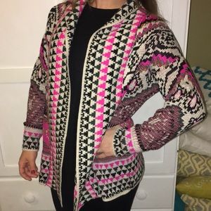 Houndstooth and Pink Cardigan