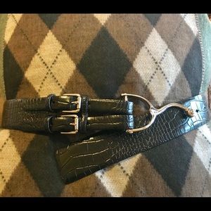 Lauren Ralph Leather Belt with Stirrup Buckle