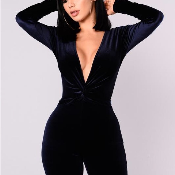 velvet jumpsuit fashion nova