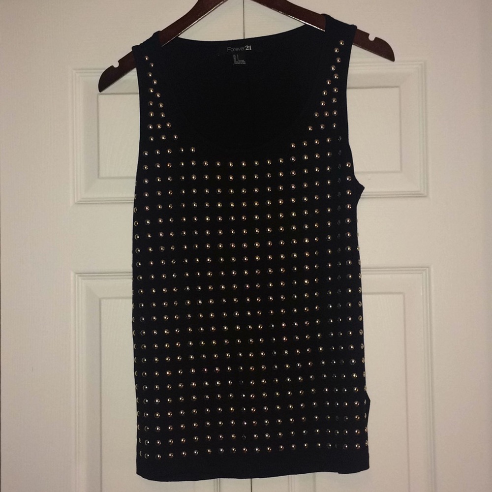 Gold Studded Black Tank Top