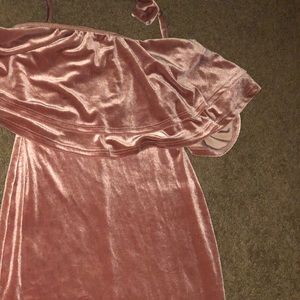 Velvet pink strapless bodycon