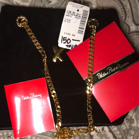 Paloma Picasso Bags Paloma Picasso Suede Gold Chain Shoulder Purse