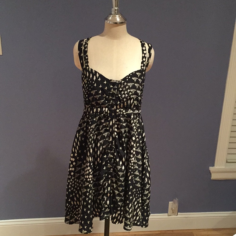 Ezra Black and White Print Backless Strappy Party Dress Size L