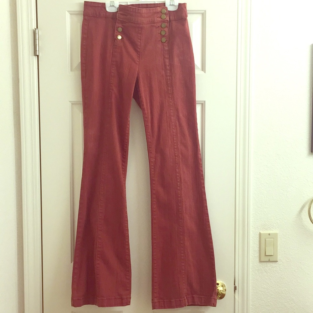 60s Vibes Burnt Sienna Flare Jeans