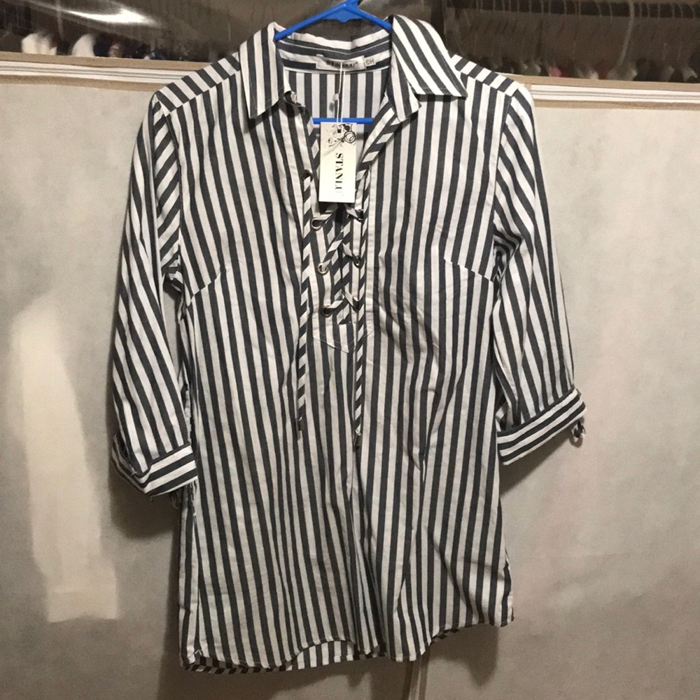3/4 sleeve stripped shirt