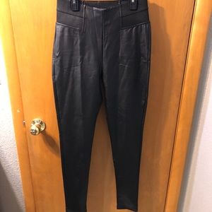 Hi-rise leather leggings