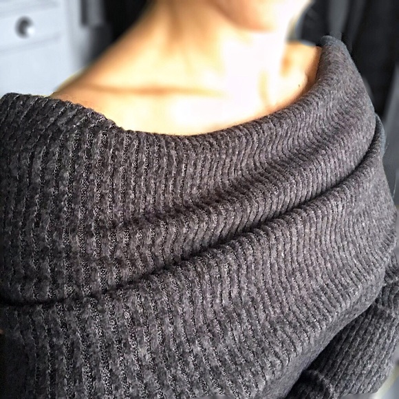 LAST 1 • Off Shoulder Charcoal Sweater / Dress - Picture 2 of 4