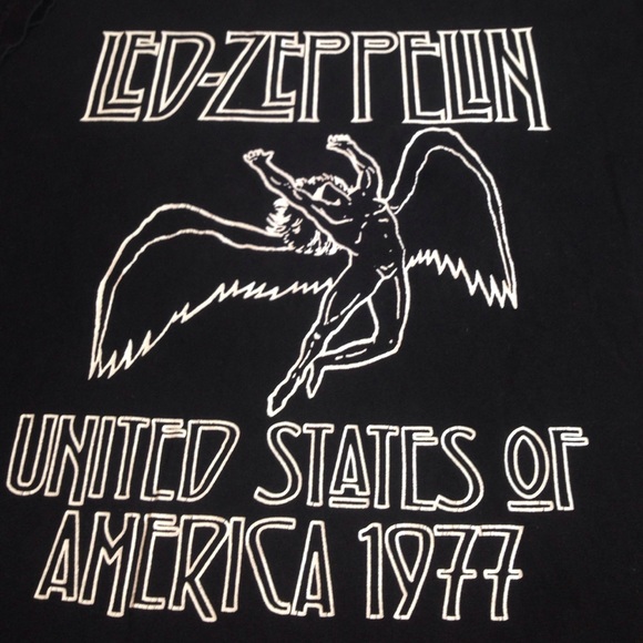 *LED ZEPPELIN* ~UNITED STATES OF AMERICA 1977~ Black Graphic T-Shirt