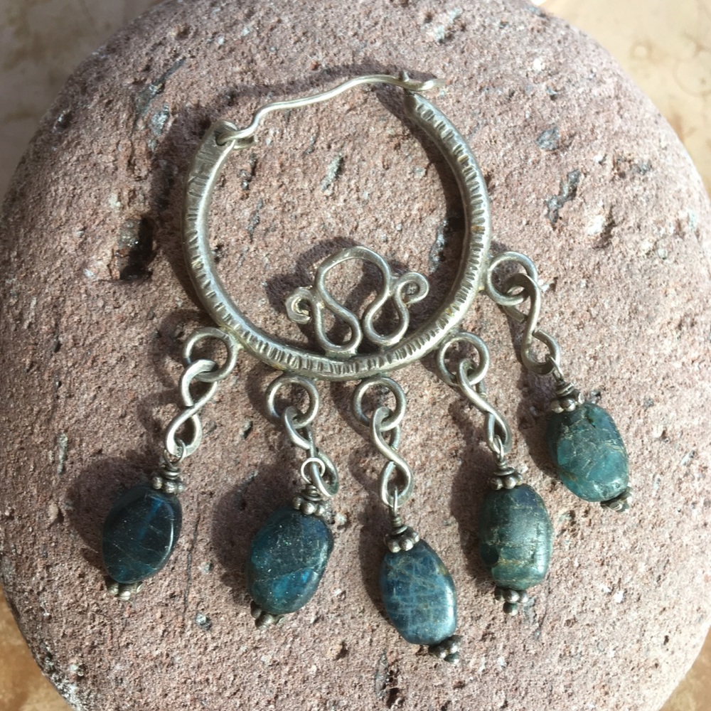 Blue and silver earrings