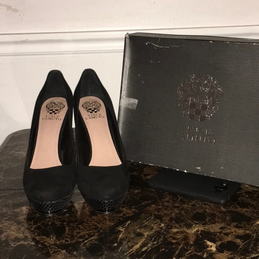Black Vince Camuto platform stilettos.