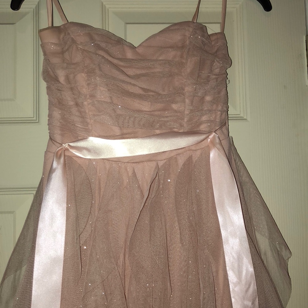 Pink ruffle prom dress