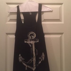 Black tank top with silver anchor