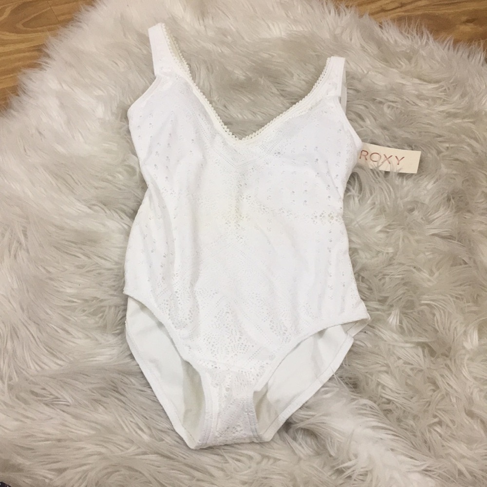 Boho white one piece new w/ tags Roxy bathing suit