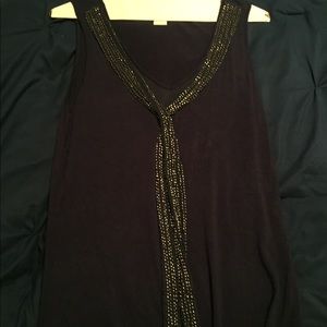 Navy blue tank with gold attached bow