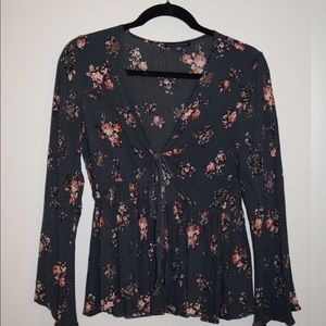 Floral Tie Front Top