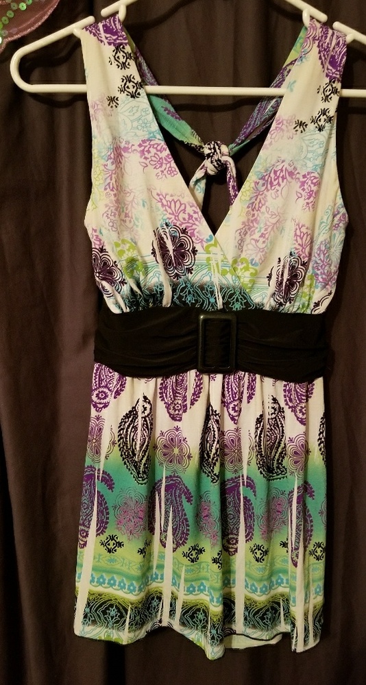 Multicolored white, purple, green, etc. halter top