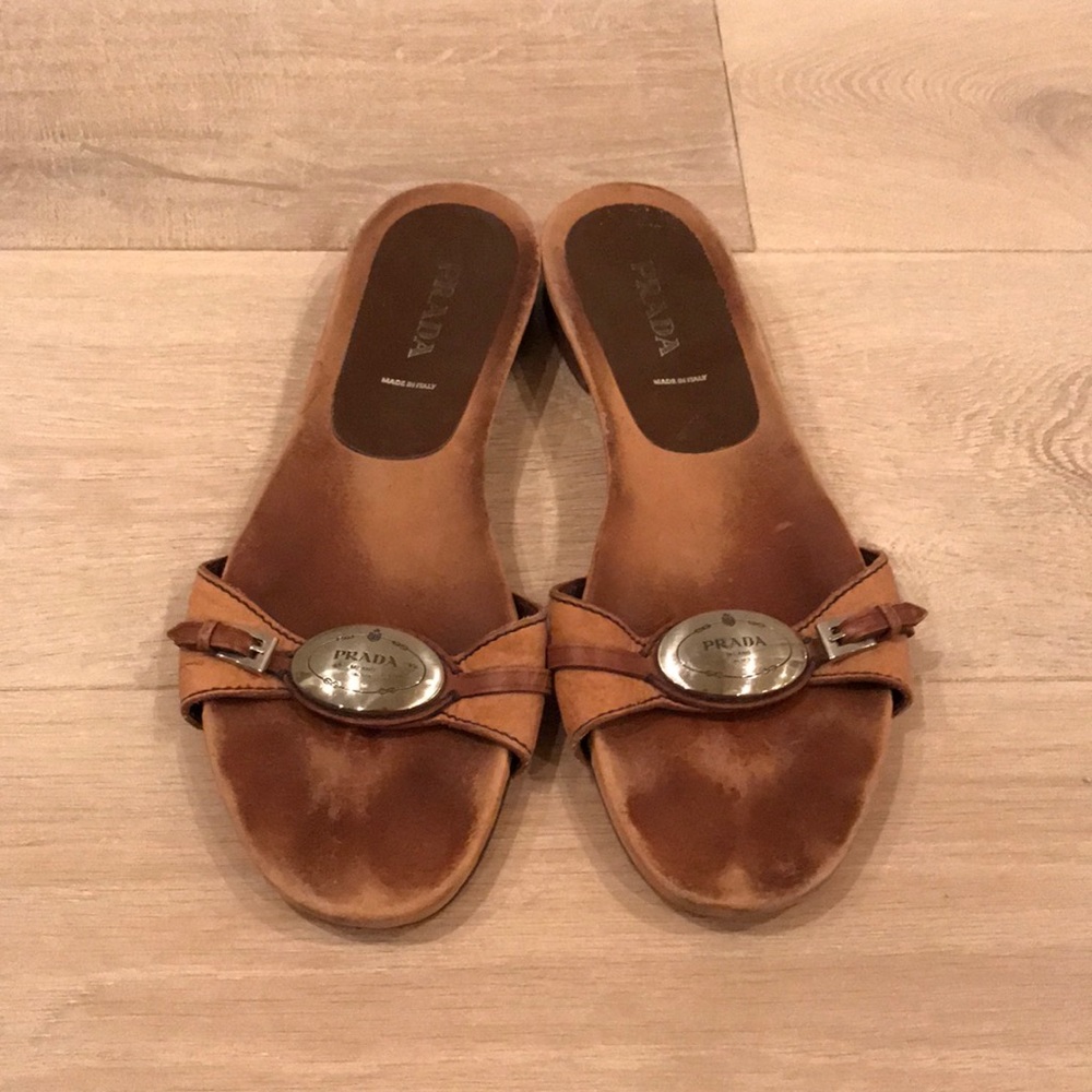 Leather Prada Slides