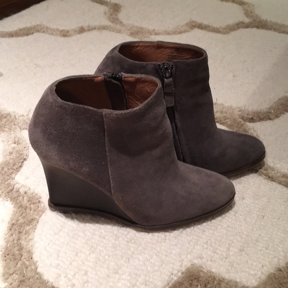 Halogen Gray Suede Ankle Boots