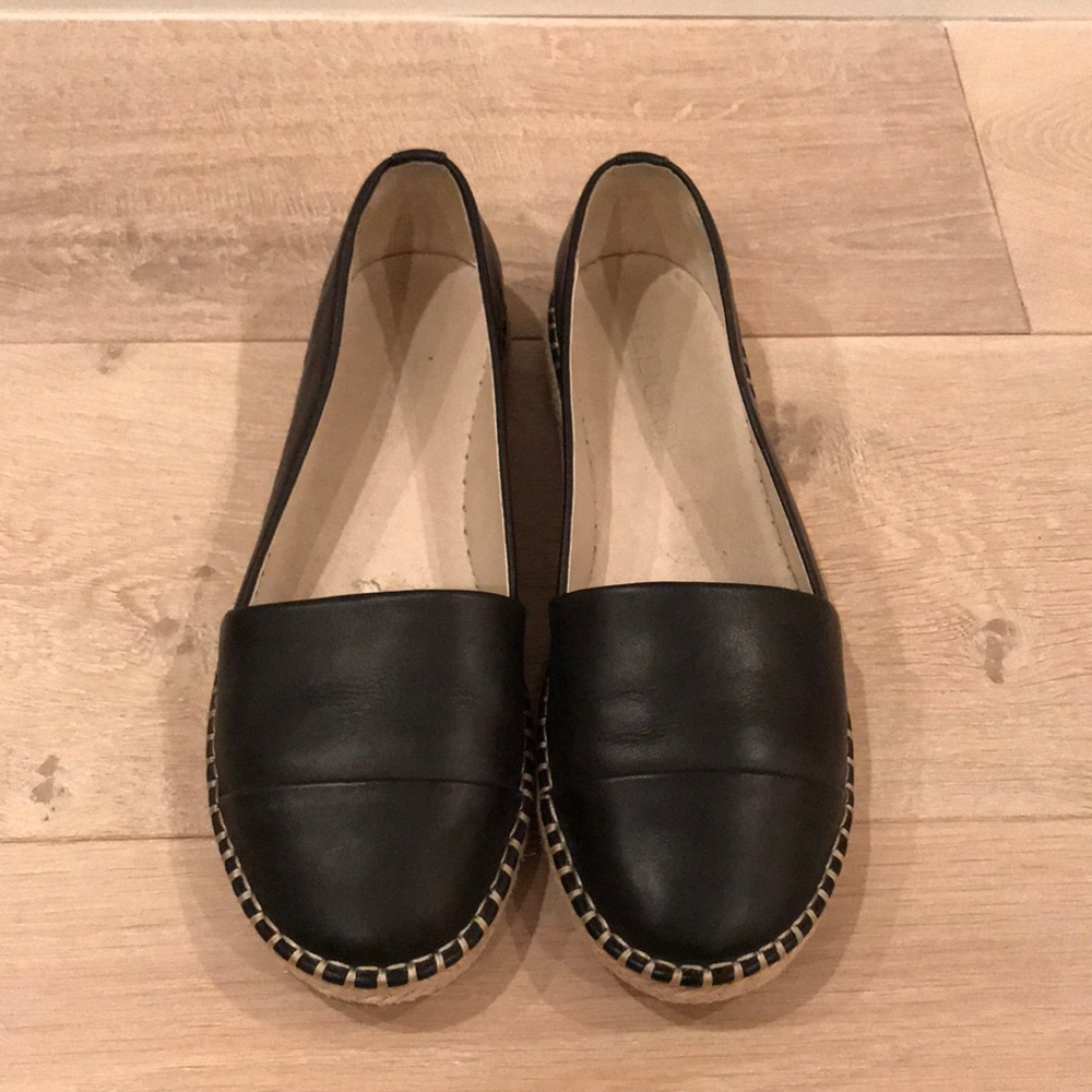 Also Black Leather Slip Ons