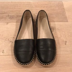 Also Black Leather Slip Ons