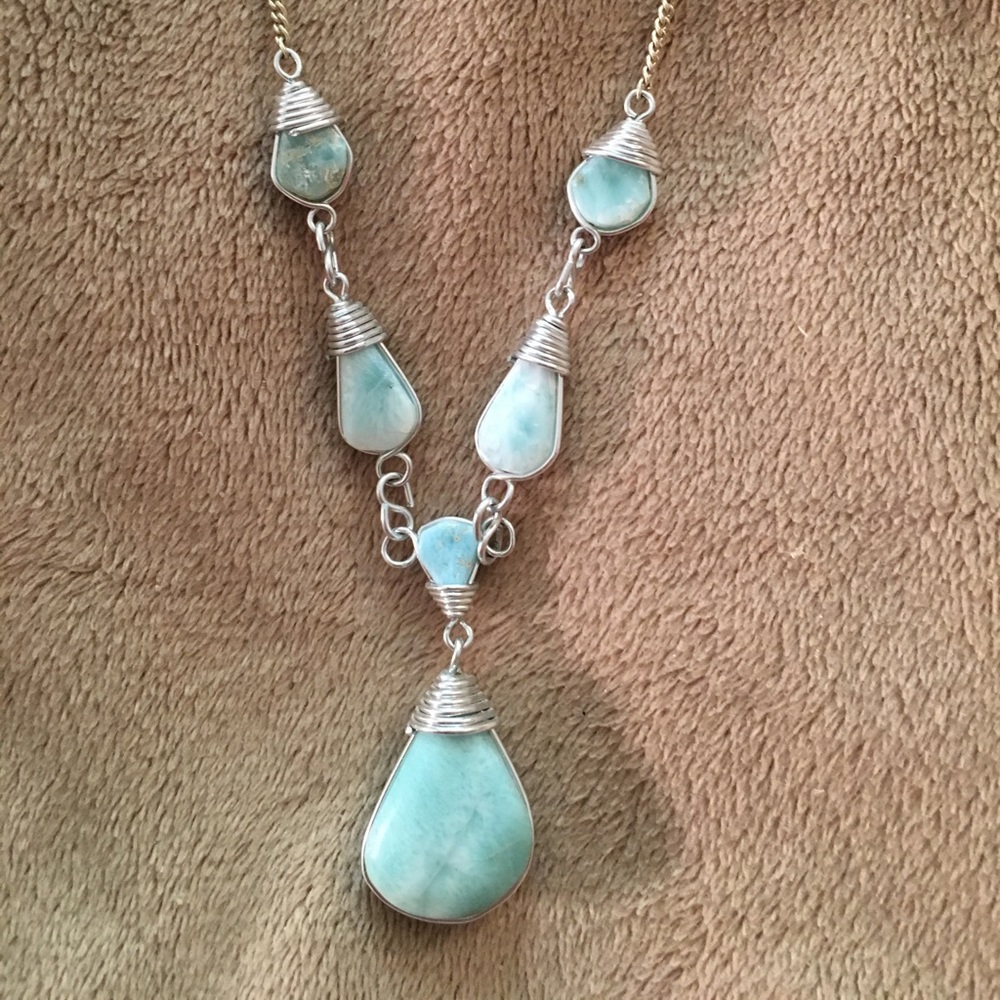 Larimar Stone & Sterling Silver Necklace