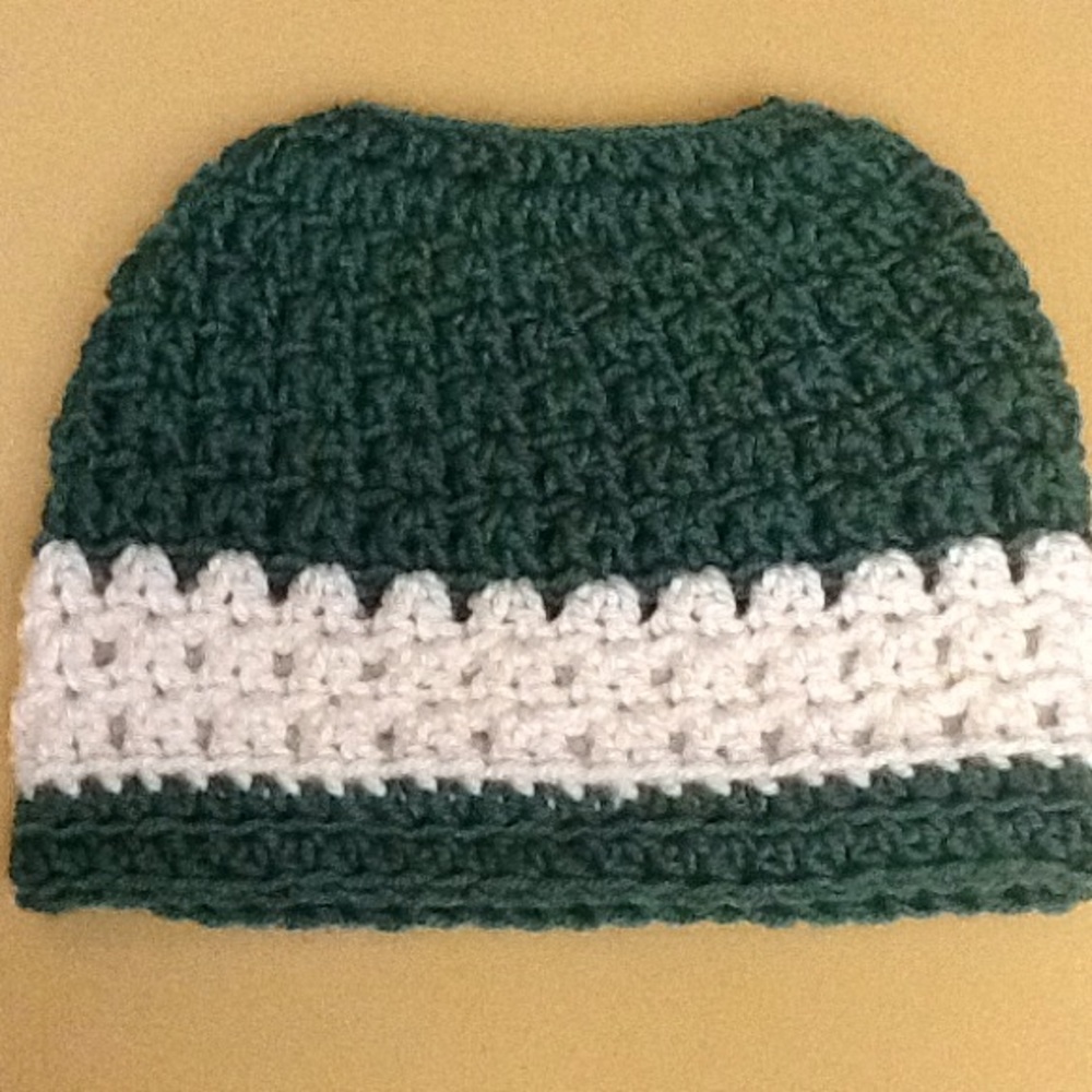 Messy Bun Crocheted Beanie, NWOT
