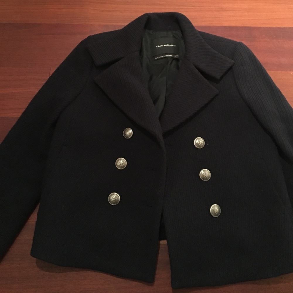 Club Monaco navy ribbed wool blazer